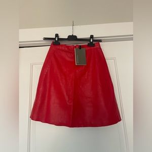 NWT red leather Mubbaa red skirt size 0/34